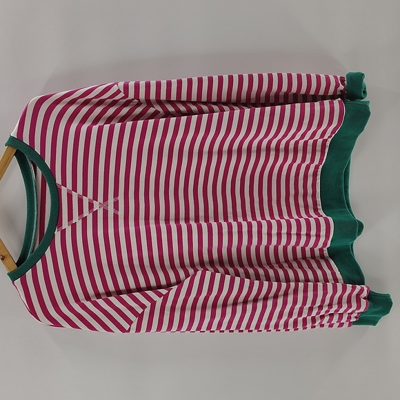 None Tops - Pink White Stripe Green Trim Sweatshirt Size Large Oversized